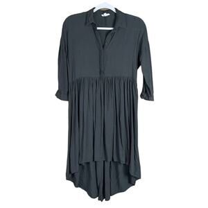 Silence + Noise High Low Long Sleeve Dress Solid Gray Size Small